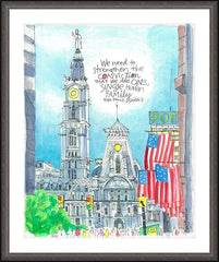 Wall Frame Espresso - Pope Francis: Philly City Hall by M. McGrath