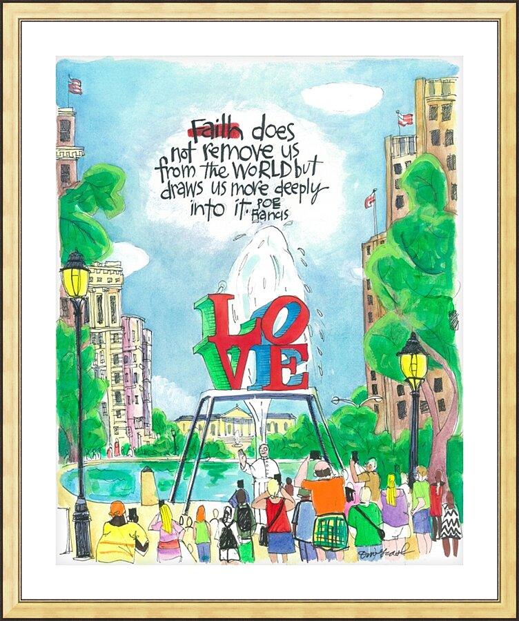 Wall Frame Gold, Matted - Pope Francis: Philly Love by Br. Mickey McGrath, OSFS - Trinity Stores
