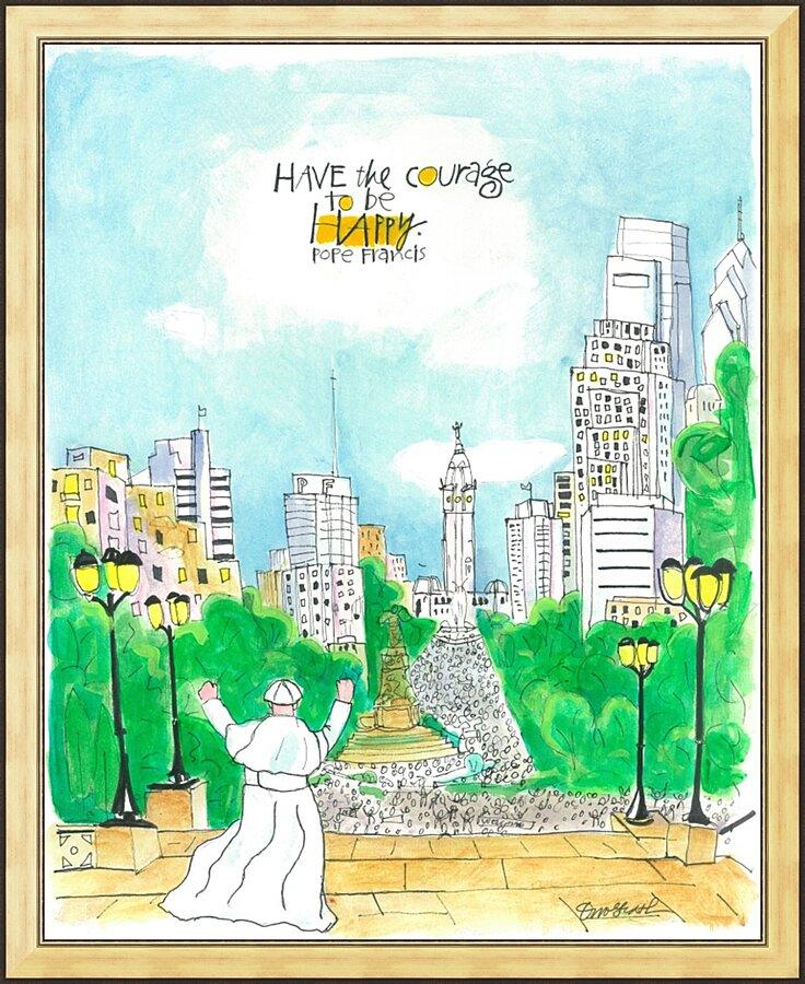 Wall Frame Gold - Pope Francis: Philly Museum by Br. Mickey McGrath, OSFS - Trinity Stores