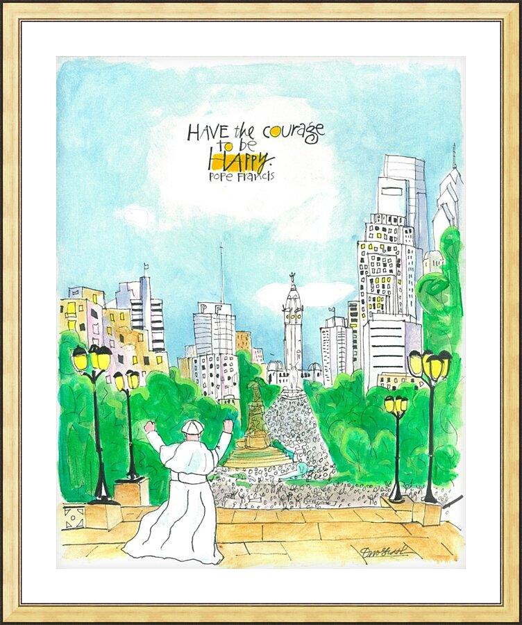 Wall Frame Gold, Matted - Pope Francis: Philly Museum by Br. Mickey McGrath, OSFS - Trinity Stores
