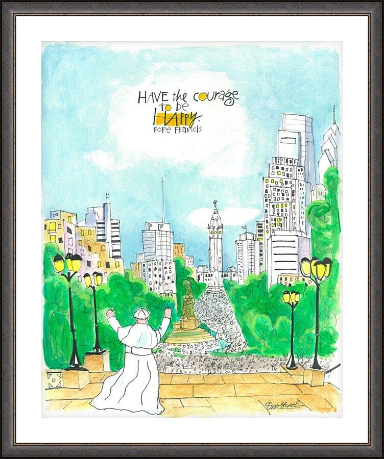 Wall Frame Espresso, Matted - Pope Francis: Philly Museum by Br. Mickey McGrath, OSFS - Trinity Stores