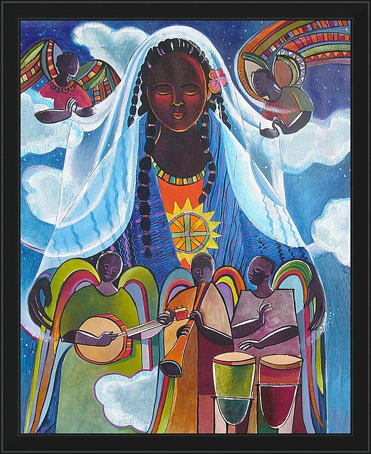 Wall Frame Black - Mary, Queen of the Angels by Br. Mickey McGrath, OSFS - Trinity Stores