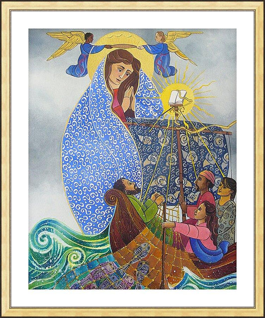 Wall Frame Gold, Matted - Mary, Queen of the Apostles by Br. Mickey McGrath, OSFS - Trinity Stores