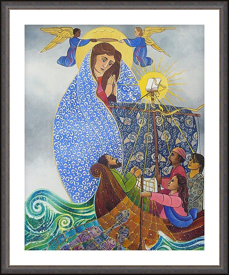 Wall Frame Espresso, Matted - Mary, Queen of the Apostles by Br. Mickey McGrath, OSFS - Trinity Stores