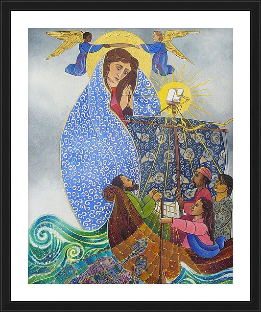 Wall Frame Black, Matted - Mary, Queen of the Apostles by Br. Mickey McGrath, OSFS - Trinity Stores