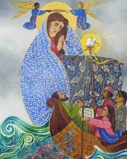 Metal Print - Mary, Queen of the Apostles by Br. Mickey McGrath, OSFS - Trinity Stores