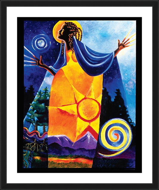 Wall Frame Black, Matted - Queen of Heaven, Mother of Earth by Br. Mickey McGrath, OSFS - Trinity Stores