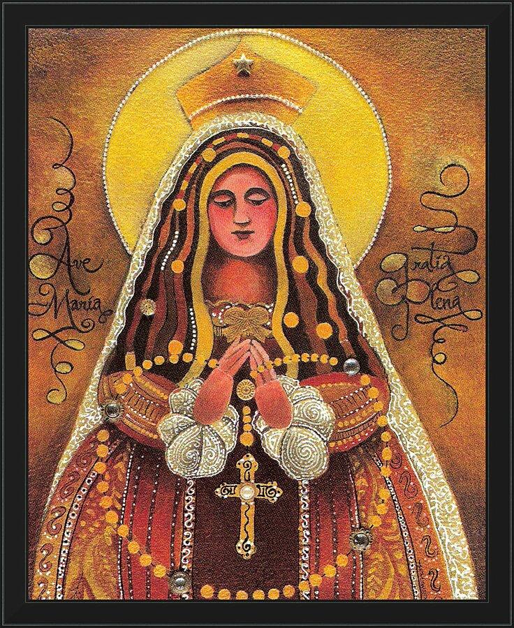 Wall Frame Black - Mary, Queen of the Rosary by Br. Mickey McGrath, OSFS - Trinity Stores
