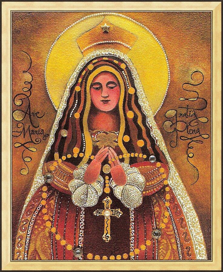 Wall Frame Gold - Mary, Queen of the Rosary by Br. Mickey McGrath, OSFS - Trinity Stores