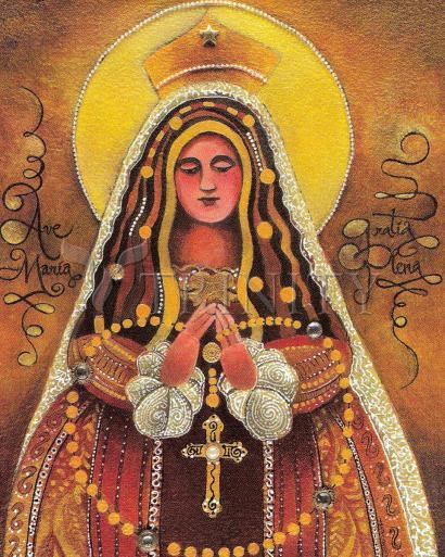 Wall Frame Gold, Matted - Mary, Queen of the Rosary by Br. Mickey McGrath, OSFS - Trinity Stores