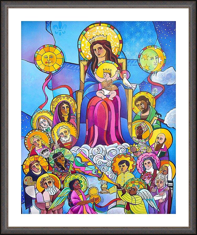Wall Frame Espresso - Mary, Queen of the Rosary by Br. Mickey McGrath, OSFS - Trinity Stores