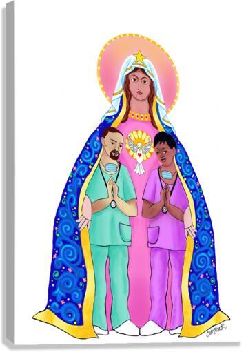 Canvas Print - Our Lady of Refuge with Health Care Workers by Br. Mickey McGrath, OSFS - Trinity Stores