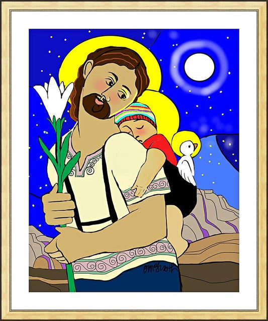 Wall Frame Gold, Matted - Resting on the Flight to Egypt by Br. Mickey McGrath, OSFS - Trinity Stores
