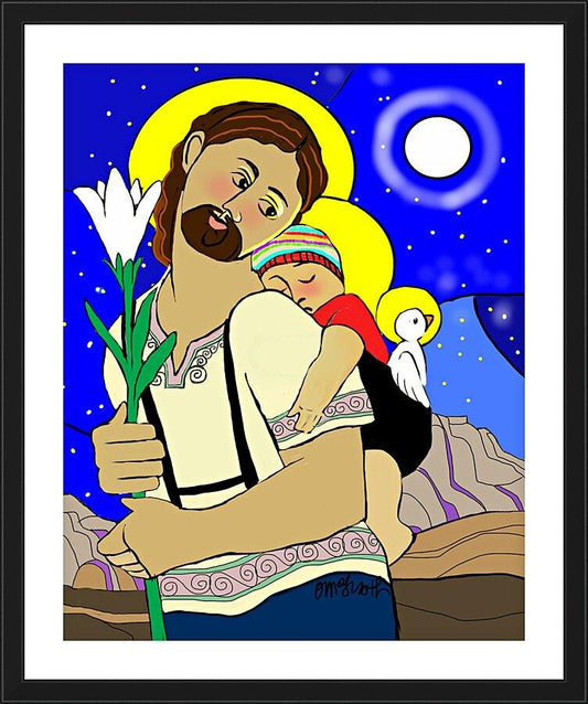 Wall Frame Black, Matted - Resting on the Flight to Egypt by Br. Mickey McGrath, OSFS - Trinity Stores