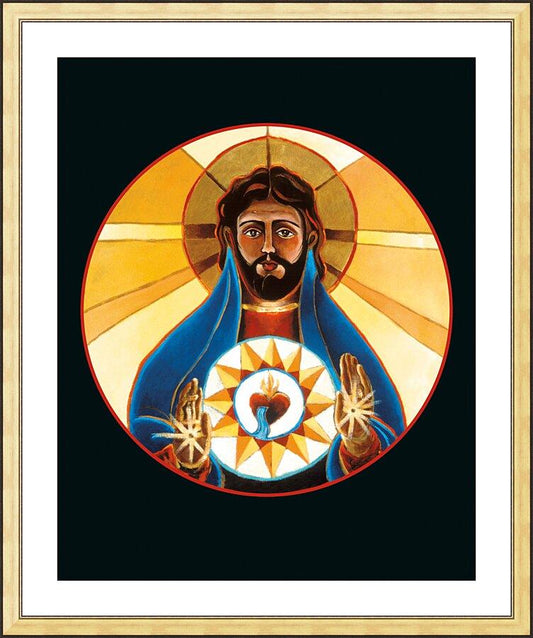 Wall Frame Gold, Matted - Sacred Heart by Br. Mickey McGrath, OSFS - Trinity Stores