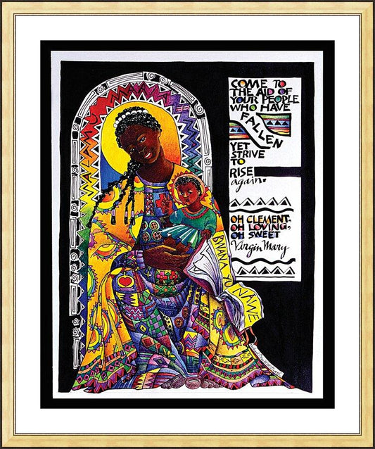 Wall Frame Gold, Matted - Salamu Maria 'Hail Mary' in Swahili by Br. Mickey McGrath, OSFS - Trinity Stores