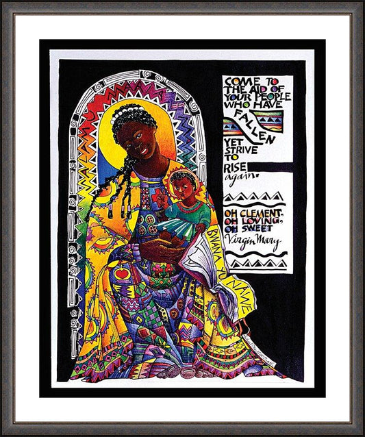 Wall Frame Espresso, Matted - Salamu Maria 'Hail Mary' in Swahili by Br. Mickey McGrath, OSFS - Trinity Stores