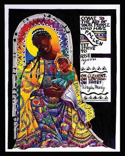Wall Frame Black, Matted - Salamu Maria 'Hail Mary' in Swahili by Br. Mickey McGrath, OSFS - Trinity Stores
