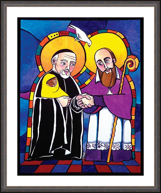 Wall Frame Espresso, Matted - Sts. Francis de Sales and Vincent de Paul by Br. Mickey McGrath, OSFS - Trinity Stores