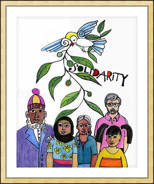 Wall Frame Gold, Matted - Solidarity by Br. Mickey McGrath, OSFS - Trinity Stores