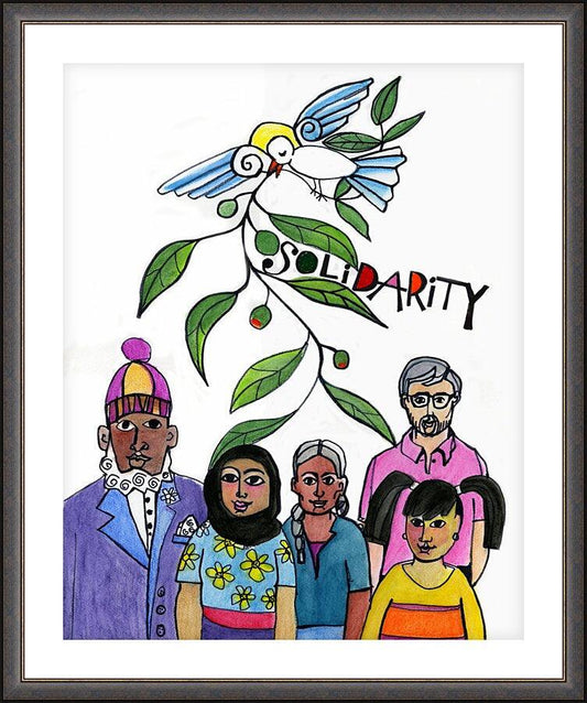 Wall Frame Espresso, Matted - Solidarity by Br. Mickey McGrath, OSFS - Trinity Stores