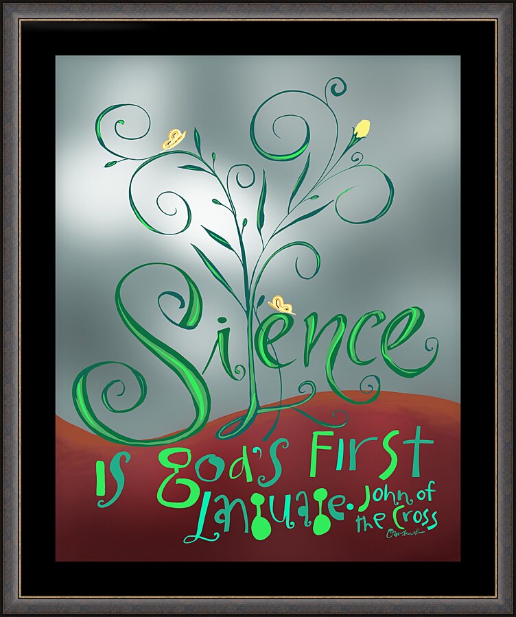 Wall Frame Espresso - Silence is God's First Language by M. McGrath