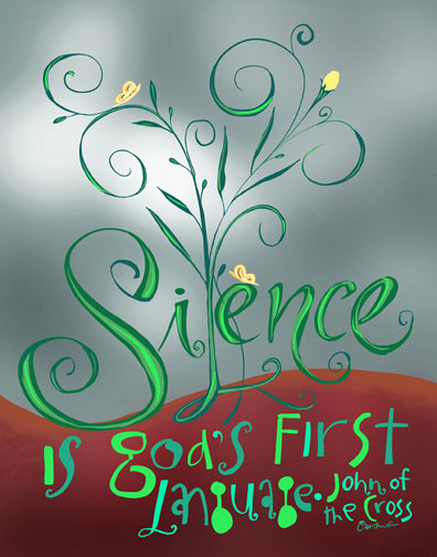 Wall Frame Black, Matted - Silence is God's First Language by M. McGrath