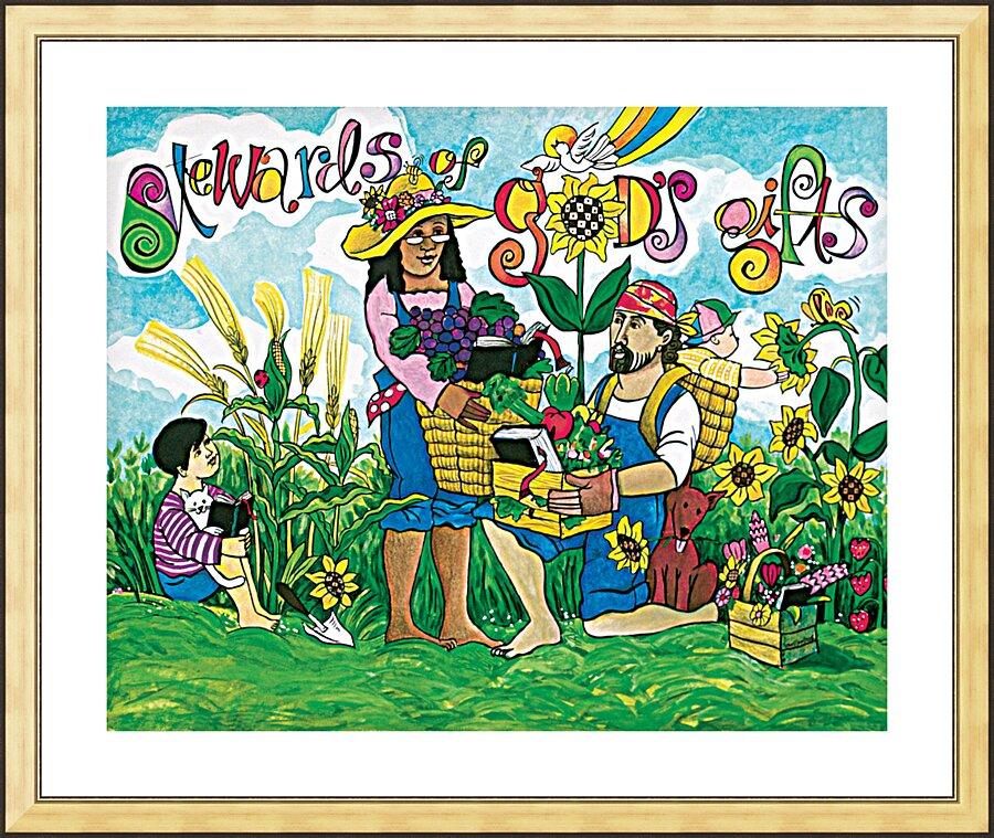 Wall Frame Gold, Matted - Stewards of God's Gifts by Br. Mickey McGrath, OSFS - Trinity Stores