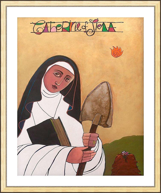 Wall Frame Gold, Matted - St. Catherine of Siena by Br. Mickey McGrath, OSFS - Trinity Stores