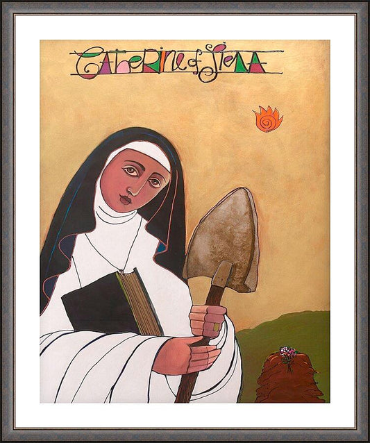 Wall Frame Espresso, Matted - St. Catherine of Siena by Br. Mickey McGrath, OSFS - Trinity Stores