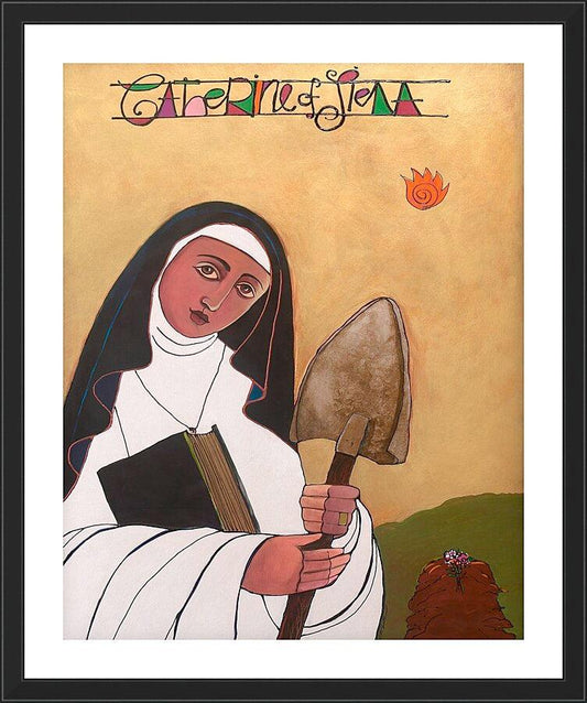 Wall Frame Black, Matted - St. Catherine of Siena by Br. Mickey McGrath, OSFS - Trinity Stores