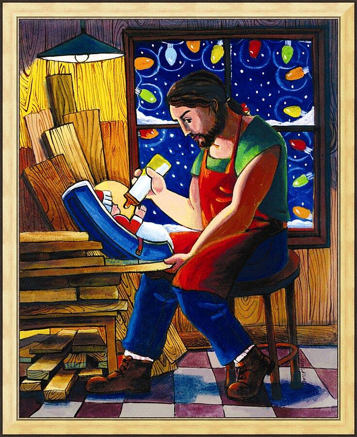Wall Frame Gold - St. Joseph and Son's Christmas by Br. Mickey McGrath, OSFS - Trinity Stores