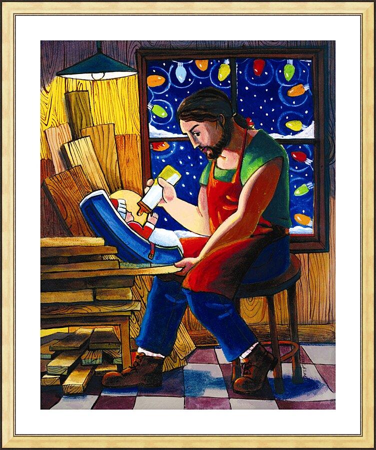 Wall Frame Gold, Matted - St. Joseph and Son's Christmas by Br. Mickey McGrath, OSFS - Trinity Stores