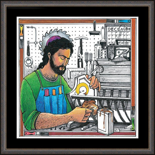 Wall Frame Espresso, Matted - St. Joseph's Workshop by Br. Mickey McGrath, OSFS - Trinity Stores