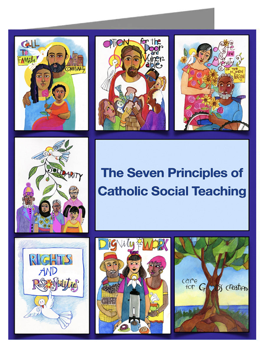 Seven Principles of Catholic Social Teaching - Custom Text Note Card