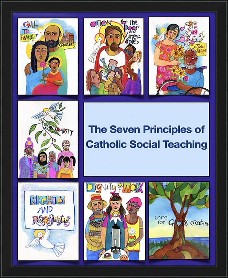 Wall Frame Black - Seven Principles of Catholic Social Teaching by M. McGrath
