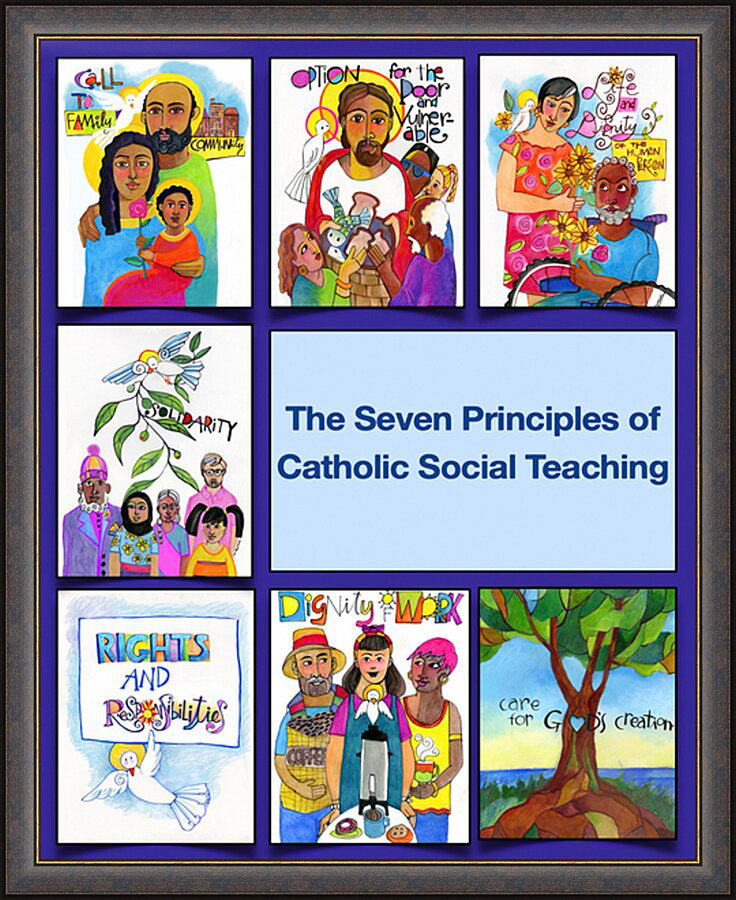 Wall Frame Espresso - Seven Principles of Catholic Social Teaching by M. McGrath