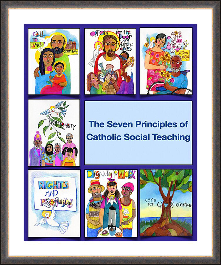 Wall Frame Espresso - Seven Principles of Catholic Social Teaching by M. McGrath