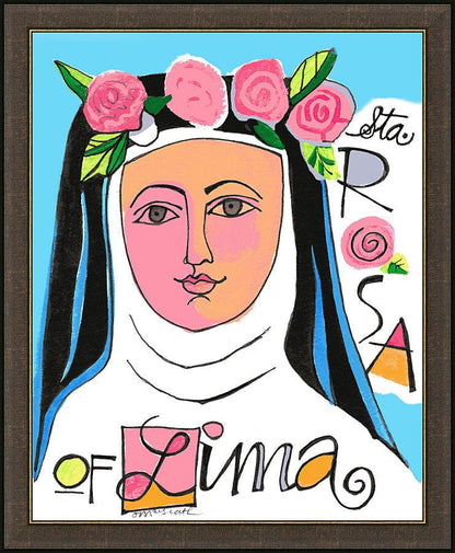 Wall Frame Espresso - St. Rose of Lima by Br. Mickey McGrath, OSFS - Trinity Stores