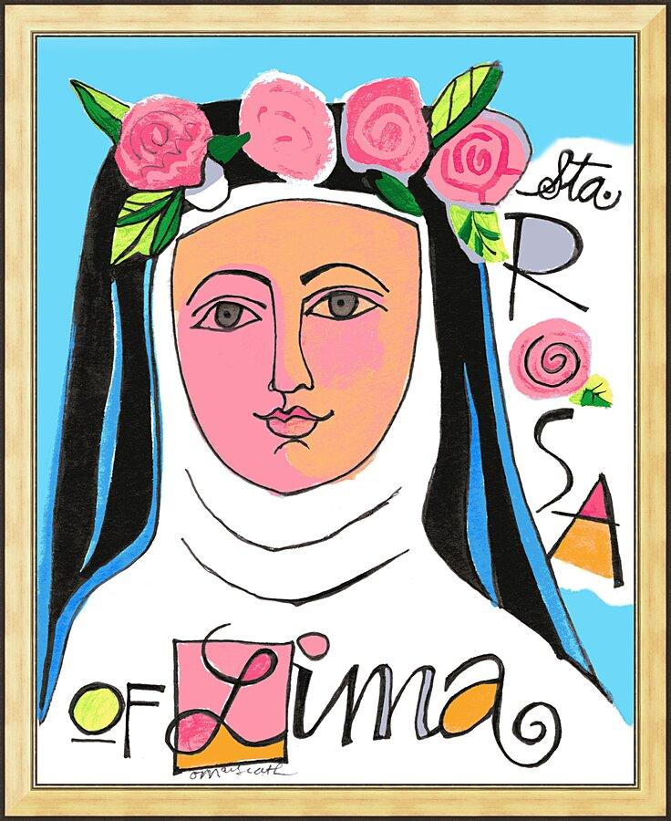 Wall Frame Gold - St. Rose of Lima by Br. Mickey McGrath, OSFS - Trinity Stores