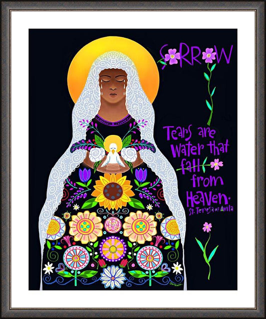 Wall Frame Espresso, Matted - Our Lady of Sorrows by Br. Mickey McGrath, OSFS - Trinity Stores