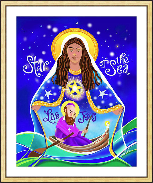 Wall Frame Gold, Matted - Mary, Star of the Sea by M. McGrath