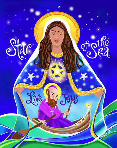 Wall Frame Espresso, Matted - Mary, Star of the Sea by M. McGrath