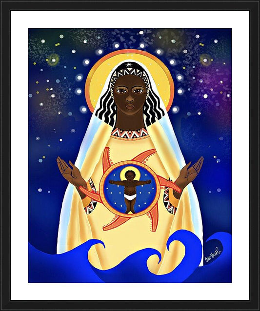 Wall Frame Black, Matted - Mary, Star of the Sea by Br. Mickey McGrath, OSFS - Trinity Stores