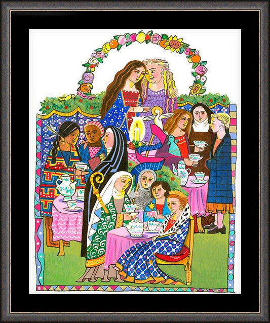 Wall Frame Espresso, Matted - Saintly Tea Party by Br. Mickey McGrath, OSFS - Trinity Stores