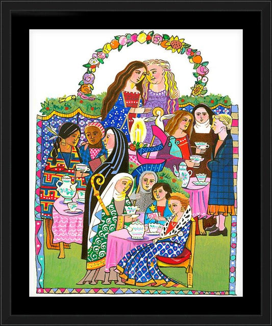 Wall Frame Black, Matted - Saintly Tea Party by Br. Mickey McGrath, OSFS - Trinity Stores