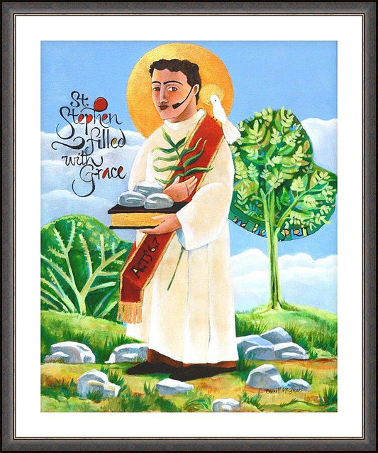 Wall Frame Espresso, Matted - St. Stephen by Br. Mickey McGrath, OSFS - Trinity Stores