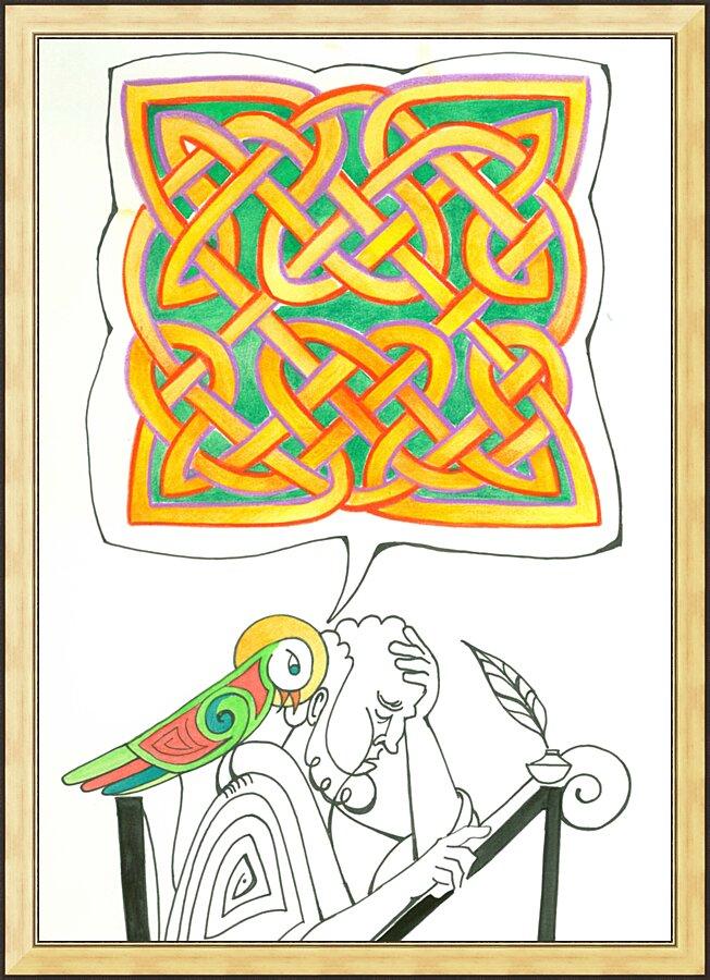 Wall Frame Gold - Celtic Talking Bird by Br. Mickey McGrath, OSFS - Trinity Stores