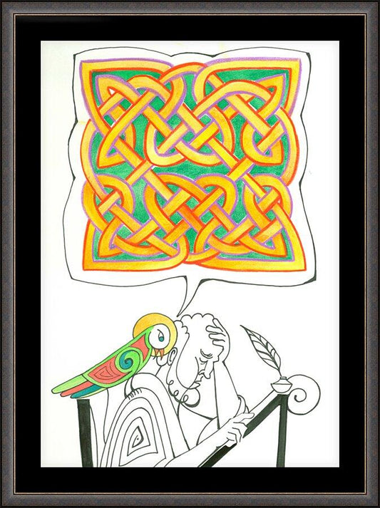 Wall Frame Espresso, Matted - Celtic Talking Bird by Br. Mickey McGrath, OSFS - Trinity Stores