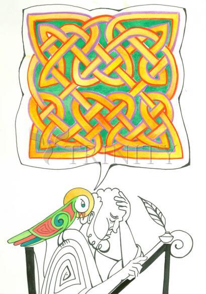 Wall Frame Gold, Matted - Celtic Talking Bird by Br. Mickey McGrath, OSFS - Trinity Stores